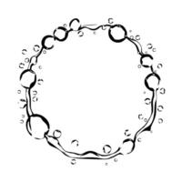 Abstract Ring of Water Droplets Stream, White Background, Minimalist, Fluid Art, Black White, Clean . vector