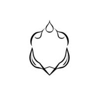 Abstract Black Ink on White A symmetrical floralleaflike shape with teardrop and curved line details, minimalist and elegant. vector