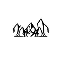 Stylized Black and White Mountain Range Illustration with Abstract, Geometric Shapes and Sharp Edges on a White Background. vector