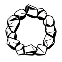 A minimalist black and white illustration of a stone circle, arranged in a circular pattern against a white background, with bold lines. vector