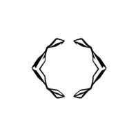 Symmetrical, abstract black line art resembling brackets, enclosing negative space on a white background minimalist . vector