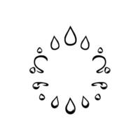 Artistic Abstract Waterdrop Circle Black and White, minimalist, symbolic, with an open central space, evokes feelings of serenity and simplicity. vector