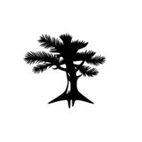 Silhouette of a stylized, palmlike tree in stark black against a minimalist, white background, evoking a sense of simplicity and nature. vector