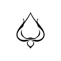 Abstract black and white teardropshaped symbol with symmetrical curves, resembling a stylized leaf, on a clean white background. vector