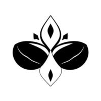 Abstract Black and White Symmetric Floral with LeafLike Shapes, Geometric Elements, and a Modern Aesthetic on a White Background. vector