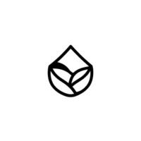 Abstract, minimalist featuring a stylized, geometric leaf or plant form within a teardrop or dropletshaped outline, monochrome aesthetic. vector
