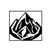 Geometric Black and White Mountain Range in Square Frame, Modern Minimalism, Bold, and Abstract. vector
