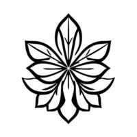 Bold black and white illustration of a stylized symmetrical flower or leaf pattern, on white background. vector
