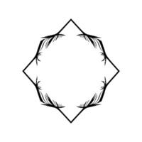 Geometric octagon frame, black outlines with stylized leaf details, centered on white, simple modern vector