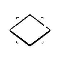 A minimalist geometric featuring a diamondshaped outline with corner arrows, set against a stark white background. vector