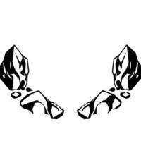 Symmetrical Black and White Rock Formation Illustration, Bold Geometric Shapes Against White Background vector