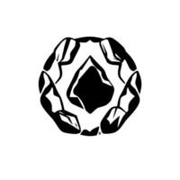 Black and White Geometric of Abstract Rounded Shape with Mountainlike Core and Exterior Elements on a White Background. vector