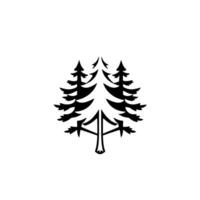 Minimalist Black and White Illustration of Twin Pine Trees, Symbolic of Nature, Wilderness, and Simplicity. vector