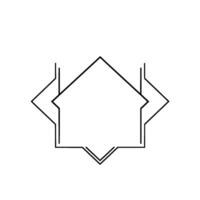 Geometric Black Outline Starburst on White Background with a Layered ArchitecturalDecorative Abstract Shape vector