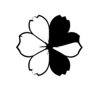 A stark, symmetrical botanical illustration depicting a flower with alternating black and white petals, centered with a dark core against a clean white background, evoking a sense of balance and contr vector
