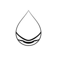 Abstract Black and White Water Drop with Nested Curved Lines, Minimalist Illustration. vector