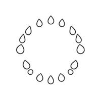 A Minimalist Black Outlined Teardrop Shape Arranged in a Circular Pattern with a Blank Center on White Background. vector