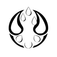 Abstract geometric black and white depicting teardrops within a circular, stylized flamelike pattern, evoking a sense of balance. vector