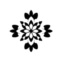 Symmetrical Black Floral Pattern on White Background A Modern Geometric , Reminiscent of a Snowflake or Mandala, with Bold, Simple Lines. vector
