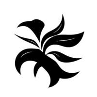 Bold Black Floral A Minimalist Illustration of a Stylized Plant with Elegant, Flowing Leaves and a Clean, White Background. vector