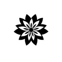 Symmetric black and white floral pattern on a clean white backdrop, with a minimalist and modern aesthetic. vector