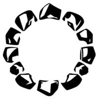A stylized ring of black and white abstracted angular shapes, forming a circular on a white background, minimalist and modern. vector