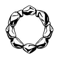 Stylized Black and White Ring Composed of Connected Stonelike Shapes, Suggesting a Circle with Shadow Detailing. vector