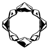 Geometric, Black and White, DiamondShaped Abstract Frame with Faceted Forms, Modern vector
