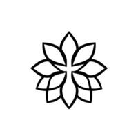 Intricate Black and White Illustration of a Symmetrical Floral Mandala, Isolated on a Pure White Background, Modern . vector
