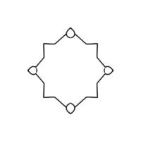 Minimalist Black Outline A StarShaped Geometric with Rounded PetalLike Accents against a Clean White Background. vector