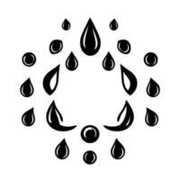 Circular Arrangement of Stylized Black Droplets and Circular Shapes on a White Background, Minimalist . vector