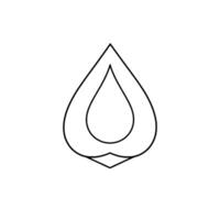 Black outline of a stylized teardrop shape with a heartshaped base, set against a stark white background. vector