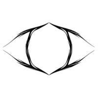 Abstract, minimalist illustration of a stylized eye in black lines on a white background, with a geometric shape. vector