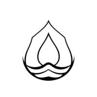 Black and white stylized teardroplike symmetrical featuring intersecting curved lines and geometric shapes on a clean white background. vector