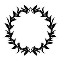 style, black leafy wreath encircling a blank white space, suitable for elegant borders, frames, and decorative elements. vector