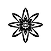 Bold Black and White Floral with Symmetrical Petals and Detailed Inner Structure on a Clean White Background. vector