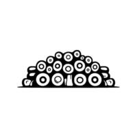 Abstract Black White Illustration of Stacked Circular Shapes Resembling a Hill or Pile, with an Organic and Minimalist . vector
