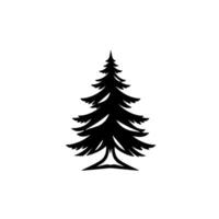 A stark, minimalistic silhouette of a stylized evergreen fir tree against a clean white background, with a sense of simplicity and natural elegance. vector