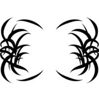 Symmetrical Black Abstract with Curved Lines and Spiraling Elements Against a White Background. vector