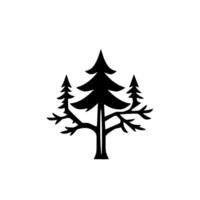 Minimalist Black and White Illustration of a Group of Evergreen Trees, Showcasing Natures Simplicity on a White Background. vector
