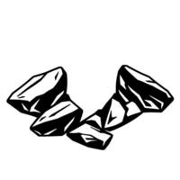 Abstract Black and White Illustration of Several Rock Formations in a Dynamic, Asymmetrical Arrangement. vector