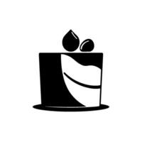 Minimalist black and white cake featuring stylized with droplets and a wave pattern on a square. vector