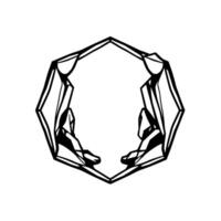 Geometric, symmetrical illustration depicting two figures in a faceted, polygonal frame, evoking balance and connection. vector