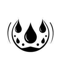 Stylized Black and White A Curved Shape with Tears, Representing Sadness, Sensitivity, or Purification. vector