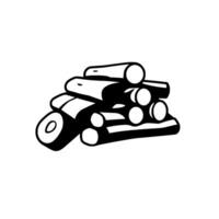 A stylized, black and white illustration of a stack of freshly cut logs, ready for use. vector