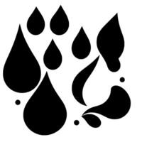 Abstract Black Ink Water Drops and Splashes on White Background, Artistic Illustrating Liquid Movement. vector