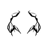 Geometric Black and White Abstract Illustration Symmetrical Shape Resembling a Human Face or Abstract Figure with Sharp Angles and Contours. vector