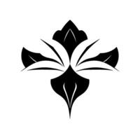 Symmetrical Abstract Floral in Bold Black and White, Intricate Leaflike Patterns Forming a Geometric Ornament. vector