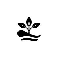 Minimalist Black and White of a Sprout Emerging From Soil, Symbolizing Growth, Nature, and Organic Beginnings. vector
