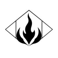 Simplified Black Fire Hazard Symbol Contained Within A White Diamond Frame, Suggesting Caution. vector